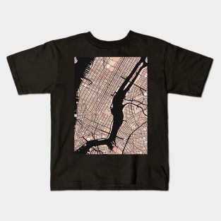 New York Map Pattern in Soft Pink Pastels Kids T-Shirt